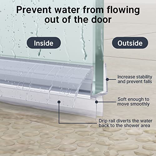 AmazerBath 3 PCS Shower Door Bottom Seal for 3/8 Inch Glass - (15.75 Inches x 3), 3 Section Segmented Shower Installation Kit Frameless Glass Door Seal Strip - style: Bottom Seal 3/8