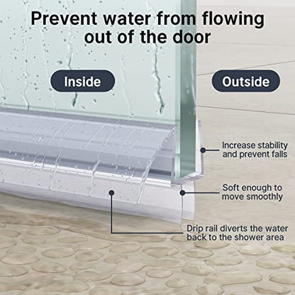 AmazerBath 3 PCS Shower Door Bottom Seal for 3/8 Inch Glass - (15.75 Inches x 3), 3 Section Segmented Shower Installation Kit Frameless Glass Door Seal Strip - style: Bottom Seal 3/8