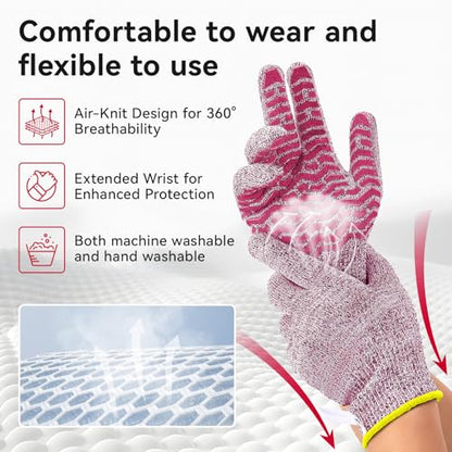HandLove Cut Resistant Gloves, 100% Food Contact Safe, CE Level 5 Premium Protective Cutting Gloves - color: Red, size: Small