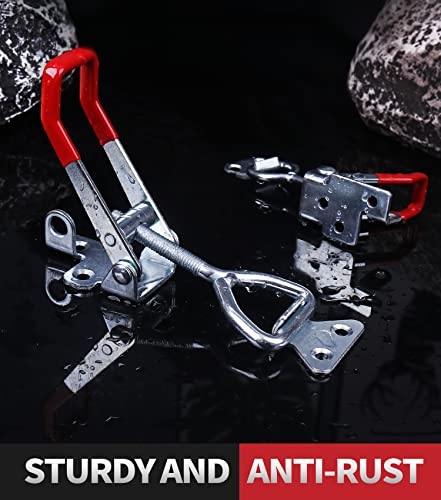 Vicuna R Heavy Duty Toggle Latch Clamp 4003, Large Adjustable Toggle Clamp Latch With Lock Hole, 1320Lbs Holding Capacity Pull Latch for Smoker Lid Jig, Tool Box Case - 2Pack (with 10PCS Screws) - style: 4003-2PK