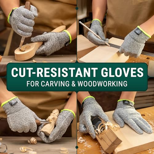 BeaverCraft Wood Carving Gloves CRG - Cutting Cut Resistant Gloves Level 5 for Whittling, Woodworking, Food Prep - color: Medium