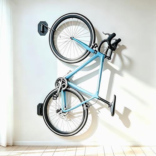 PEGZONE Swivel Bike Wall Mount, Heavy Duty Vertical Bike Rack with Fixed Hooks for Garage Storage, Wall Mounted Bicycle Hangers Holds up to 77 lbs for Indoor, 1 Pack - size: 1 Pack
