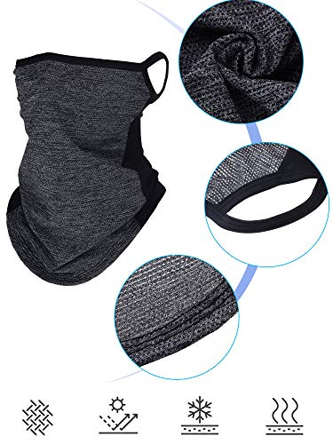 SATINIOR 4 Pcs Neck Gaiter with Ear Loops Neck Covers Bandana Cloth Face Gaiter Mask for Men Women Summer Non Slip Headwear - color: Black, White, Navy Blue, Grey