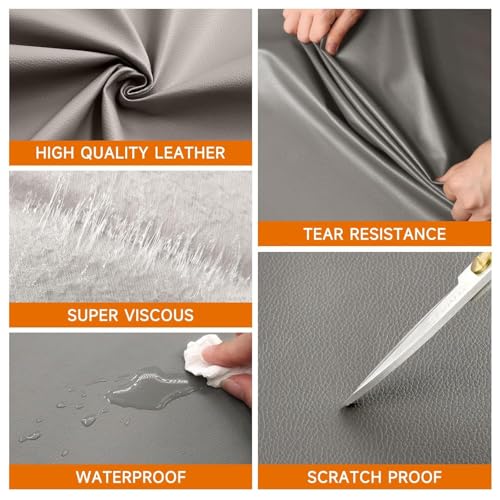 Leather Repair Patch 24x54 Inch, Self Adhesive Leather Repair Tape, Large Vinyl Repair Kit for Sofa Couch Furniture Car Seats, Strong Adhesion Scratch Resistant Easy Cut (Dark Gray) - color: Dark Gray
