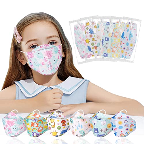 60PCS KF94 Kids Disposable Face Mask, Disposable Individually Packaged Masks, Fish Mouth Type 4-Ply Breathable Mask (Kids) - color: Kids Color