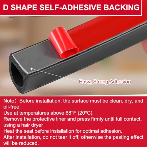 Pangda 13Ft D Shape Rubber Weather Stripping Foam Self-Adhesive EPDM Seal Strip for Noise Reduction Waterproof Dustproof for Cars Boats RVs Windows Doors (3/4" W x 3/4" H) - size: 13ft L, style: 3/4" W X 3/4" H