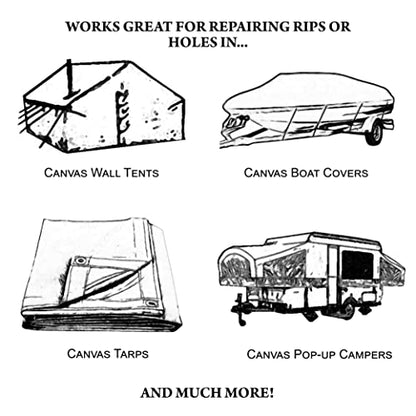 TrailMax Outdoor Canvas Patch Kit to Repair Pop-Up Campers, Canvas Tents, Boat Covers, Tarps - size: 2.5 sf Canvas, 6 oz Tear Mender
