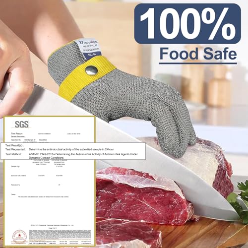 Dowellife Comfortable ANSI A9 Cut Resistant Glove Food Grade, Mesh Metal Kithcen Glove for Chef Oyster Shucking Mandoline Knife Butcher Meat Cutting(Medium-3 Pcs) - size: Medium (Pack of 3)