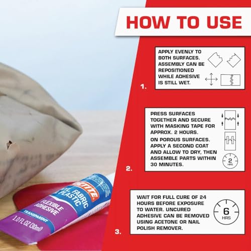Loctite 1360694 Vinyl Fabric & Plastic Repair Flexible Adhesive, 1 oz, Clear