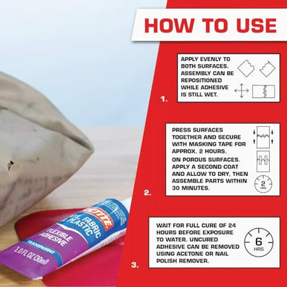Loctite 1360694 Vinyl Fabric & Plastic Repair Flexible Adhesive, 1 oz, Clear