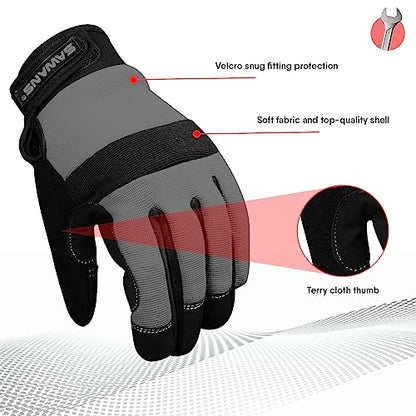 SAWANS Safety Work Gloves Gardening Working Gloves Mens Women Mechanic Construction Utility Flexible Padded Palm Protection - size: Medium
