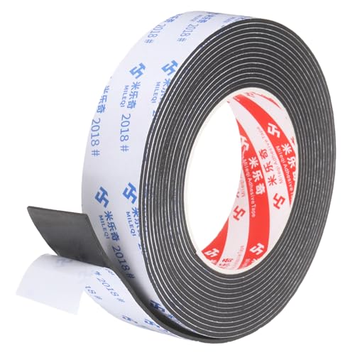 PATIKIL Sponge Rubber Foam Tape, 1 3/16" W x 1/32" t x 16.4ft l Self-Adhesive Foam Insulation Tape Weather Stripping for Window Door Soundproofing Weatherstrip AC Seal Strip, Black - size: 1 3/16" x 1/32" x 16.4ft