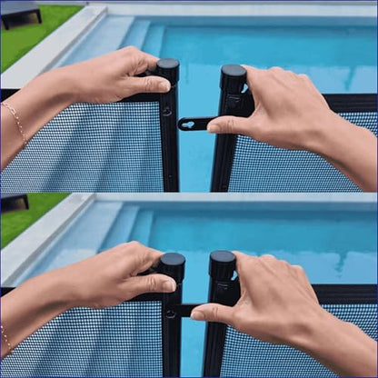Pool Fence - Quick Lock Latch - Replaces Outdated Hook & Eye Style Latches – Durable Aluminum Pool Fence Lock Connector | DIY Pool Fence Easy Installation & Fits Most Mesh Safety Fences