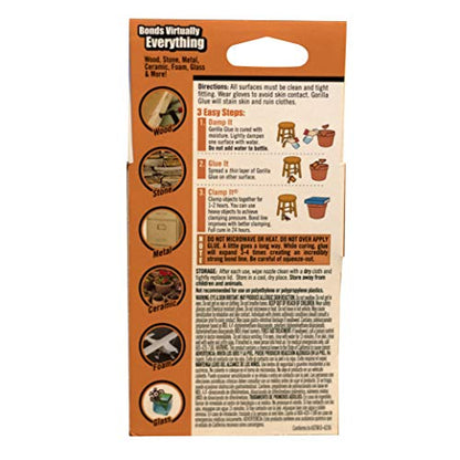 Gorilla Original Gorilla Glue, Waterproof Polyurethane Glue, 2 Ounce Bottle, Brown, (Pack of 4) - style: 4 - Pack