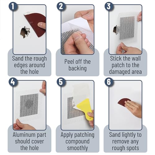 Bates- Drywall Repair Kit, 16 pcs, 6 Inch, Dry Wall Patch Kits, Wall Repair Patch Kit, Wall Patch Repair Kit, Drywall Hole Patch, Drywall Patch Kit, Wall Hole Repair Kit, Drywall Patch Hole - size: 16 pcs, 6"
