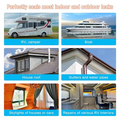 Rv Roof Tape White 4 Inch X 50 Feet, Waterproof Repair Sealant Tape UV-Resistant & Weatherproof Rv Awning Repair Tape for Window, Vent, Boat Sealing, Truck Camper Roof Patch kit Metal Roof Sealant - style: 4in*50ft