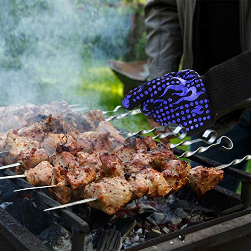 Comsmart BBQ Gloves, 1472F Heat Resistant Silicone Non-Slip Oven Mitts, Long Kitchen Gloves Perfect for Grilling, Cooking, Baking, Cutting, Blue - color: Blue, size: long