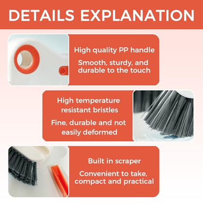 2 Sets Window Track Cleaner Tools, 2-in-1 Groove Cleaning Brush with Scraper & Dustpan, Hard Bristle Crevice Brush for Sliding Door, Window Sill, Shower Seal, Reusable Deep Cleaning Tools