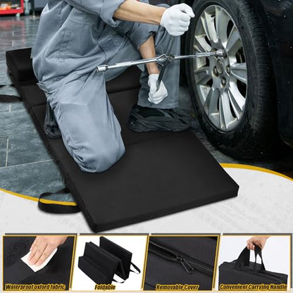 BALAPET Thick Supportive Foam Mechanical Mat to Lay On with Pillow, Waterproof Portable Mechanic Pad for Working Under Car with Carrying Handles,Suitable for Garage, Picnicking, Gardening