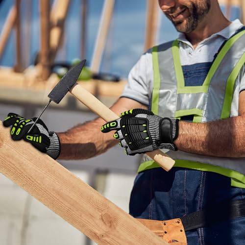 Impact Reducing Work Gloves for Men - ANSI Cut Level A5 with TPR Knuckle Guards & Shock Absorption, Nitrile Coated Palm for Maximum Grip, Heavy Duty for Construction, Warehouse, Auto Repair (X-L) - size: X-Large