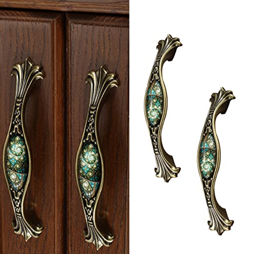 3-3/4" Zinc Alloy Cabinet Pulls Furniture Knobs Starry Pattern Cupboard Handle Drawer Pulls Solid Metal Kitchen Hardware Handles for Cabinet Drawer Wardrobe (2pcs/Set) - color: Starry, size: 3-3/4 Inch