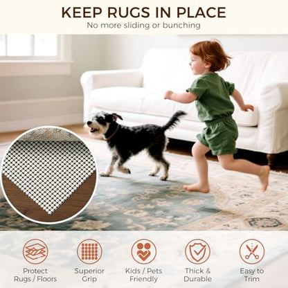 BAGAIL BASICS Round 6 FT Rug Pad Gripper for Hardwood Floors, Non Slip Rug Pads for Area Rugs, Extra Thick Under Rug Padding, Protect Your Rugs & Floors - size: 6' (Round)