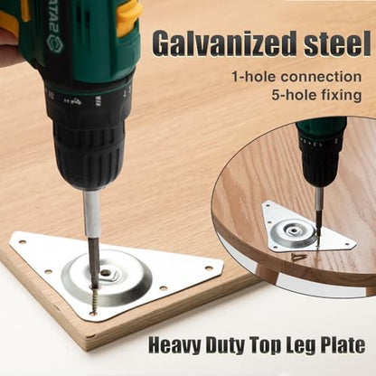 LEIFIDE 4 Pack Heavy Duty Table Leg Brackets, 5.5"x3.5" Galvanized Steel Mounting Plates for Workbench Desk Reinforcement, Rust-Resistant Furniture Hardware