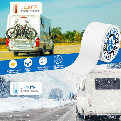 BEBOBLY RV Roof Tape,Leak Repair Sealant Tape 4 Inch x 50 Foot UV & Waterproof for RV Roof,Window,Camper, Boat,Pipe Sealing, Natural White