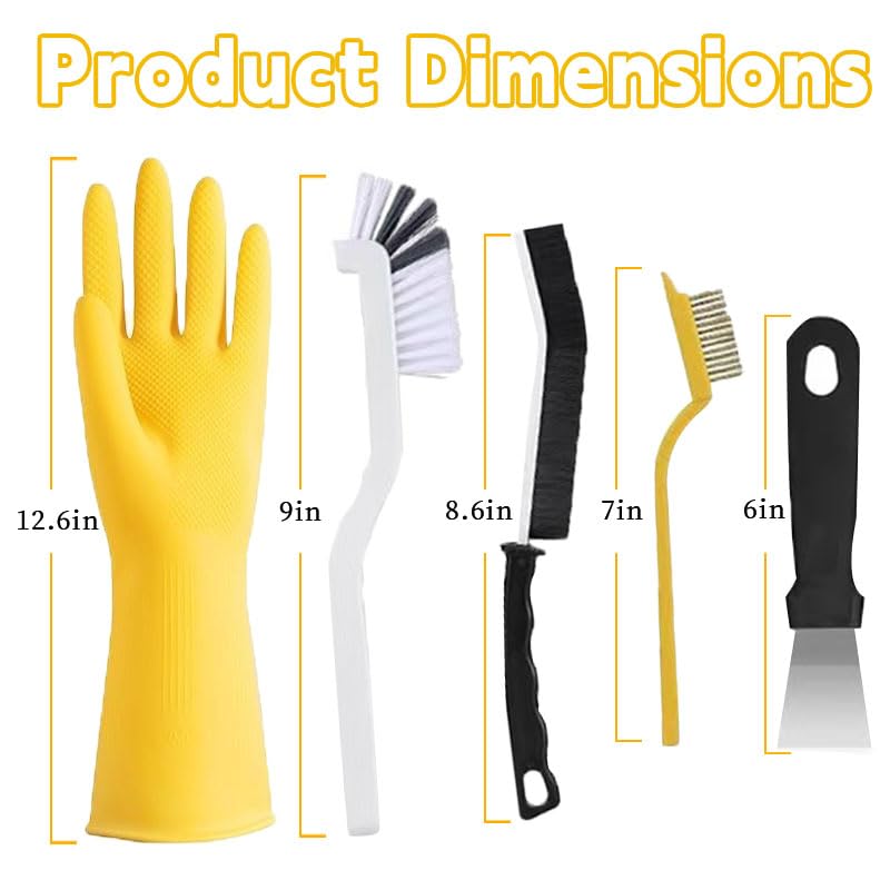 Crevice Cleaning Brush，12Pcs Multifunctional Hard Bristle Cleaning Tool with rubber gloves for Kitchen, Bathroom,Corner, Grout, Sink,toilet, Window Track, Bathtub, Vehicle, Faucets