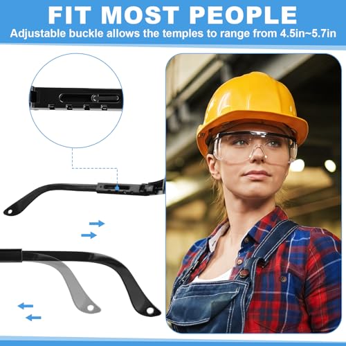 Treela 50 Pcs Safety Goggles Bulk Anti-Fog Glasses with Adjustable Temples and Wraparound Lenses Scratch Resistant Safety - color: Clear