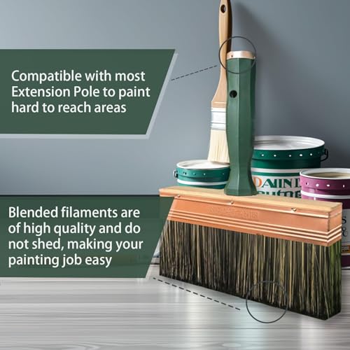 Deck Stain Brush, 9 Inch Deck Paint Brush with Threaded Handle for Extension Pole, Wide Large Brushes for Staining Wood, Fence, Walls, Lime Wash Paint Brush - color: 9 Inch