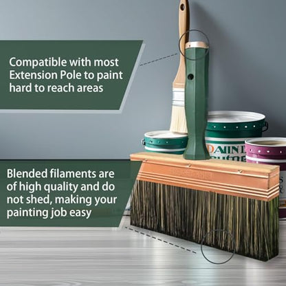 Deck Stain Brush, 9 Inch Deck Paint Brush with Threaded Handle for Extension Pole, Wide Large Brushes for Staining Wood, Fence, Walls, Lime Wash Paint Brush - color: 9 Inch