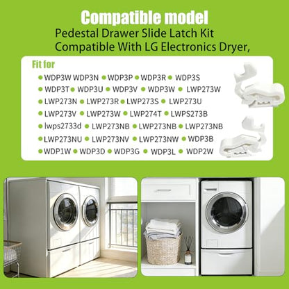 4276ER0002A Right Side Pedestal Drawer Slide Latch Compatible with LG Electronics Dryer,Replacement Assembly for Plastic Latch of Dryer Pedestals - style: Right