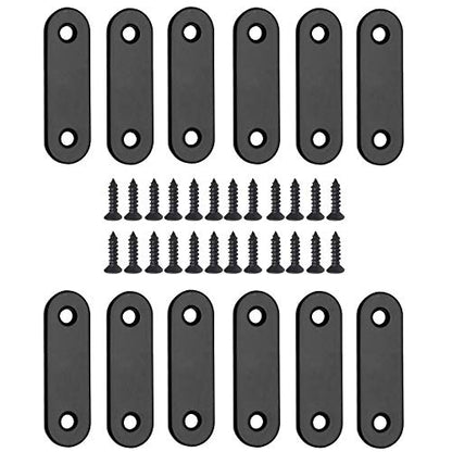Jiozermi 12 Pcs Straight Brace, Flat Brace 2” x 0.6”, Stainless Steel Straight Bracket, Mending Joining Plates for Wood, Board, Bed Frame, Furniture & Shelves, Matte Black - size: Black, 2” x 0.6”, 12 pcs