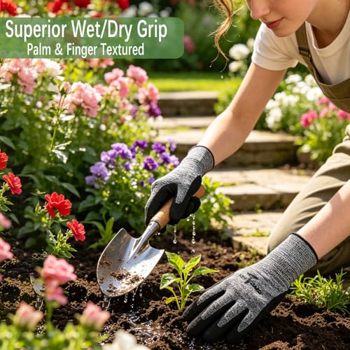 gardening gloves,garden gloves for women,Breathable latex dipped,Suitable for weeding and warehouse handling - color: 8 Pairs Gray Gloves