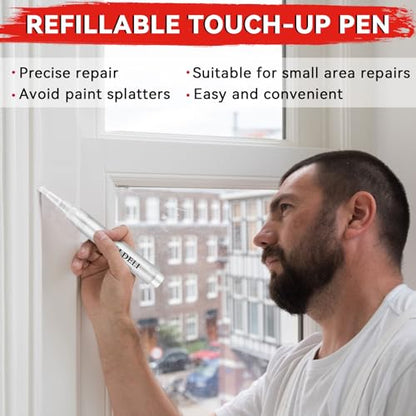 Fillable Touch Up Paint Pen Brush, 4 Pack User-Friendly Refillable Paint Pens, Multiple Applications Touch-Up Paint Brushes for Walls, Wood, Floor, Cabinets, Doors and Windows (8 Pcs Kit) - size: 8 Count (Pack of 1)