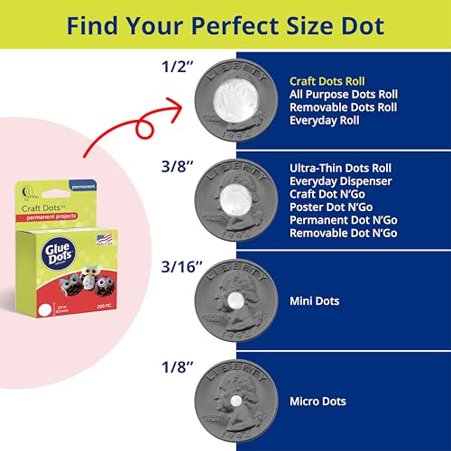 Glue Dots, Craft Dots, Double-Sided, 1/2", .5 Inch, 200 Dots, DIY Craft Glue Tape, Sticky Adhesive Glue Points, Liquid Hot Glue Alternative, Clear - style: Craft Dots Roll