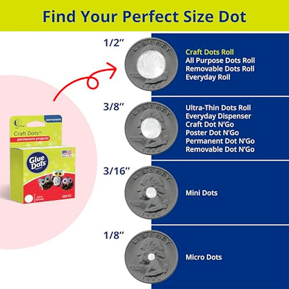 Glue Dots, Craft Dots, Double-Sided, 1/2", .5 Inch, 200 Dots, DIY Craft Glue Tape, Sticky Adhesive Glue Points, Liquid Hot Glue Alternative, Clear - style: Craft Dots Roll