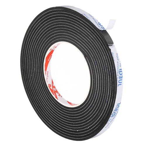 PATIKIL 5m/16.4ft Sealing Foam Tape, 10mm Wide 3mm Thick Single Sided Weather Stripping Door Furniture Seal Strip for Window Pipes Insulation, Black - color: Black, size: 5m*10mm*3mm