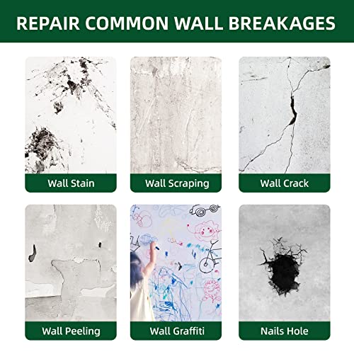 Drywall Repair Kit | 500g Safe Wall Mending Agent | 6pcs Wall Patches | Reusable Frosted Block | Scrapers | Easy Hole Filling for Aluminum, Metal, Plaster, Sheetrock & Ceiling - size: 15Pcs_500g