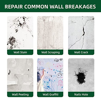 Drywall Repair Kit | 500g Safe Wall Mending Agent | 6pcs Wall Patches | Reusable Frosted Block | Scrapers | Easy Hole Filling for Aluminum, Metal, Plaster, Sheetrock & Ceiling - size: 15Pcs_500g
