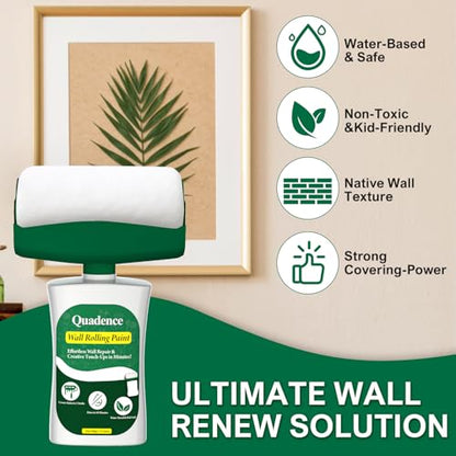 White Paint for Wall, 500g Touch-Up Paint Ready-to-Use with Roller Brush, Water Based & Low Odor White Wall Touch-Up Repair Kit for Walls & Ceilings, Remove Stains, Graffiti, Footprint
