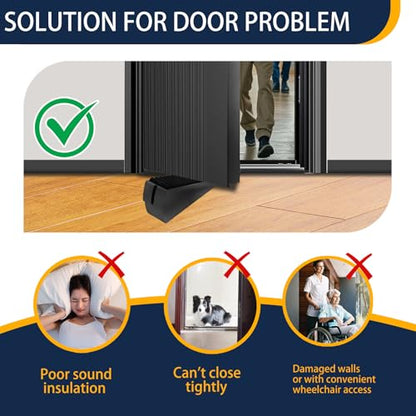 Strongest Door Stopper for Bottom of Door, Heavy Duty Door Stop Wedge Made of Premium Quality Zinc and Rubber Suits Any Heavy Door Any Smooth Floor - size: Black-Adjustable