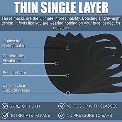 MEFELE Cln 10PCS Black Face Mask Covers with Elastic Ear Loop Cover Full Face Anti-Dust, Unisex, Washable, Breathable, and Reusable (Adults) - style: Adults