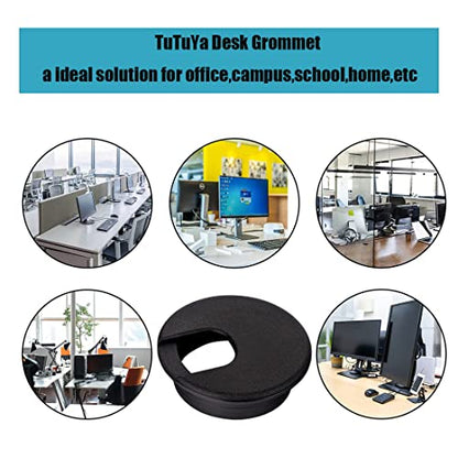 TuTuYa 10PCS Desk Grommet, Desk Grommet 1-3/8 Inch(35mm) Desk Cable Grommet Desk Cable Hole Covers with Hole Saw, Ideal Solution for Office and Home Table Cable (Black,1-3/8 Inch) - color: 1-3/8 Inch_35mm Black 10PCS