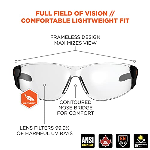 Ergodyne Skullerz SAGA Anti Scratch Safety Glasses, Anti-Fog, ANSI z87.1 - color: Clear Lens