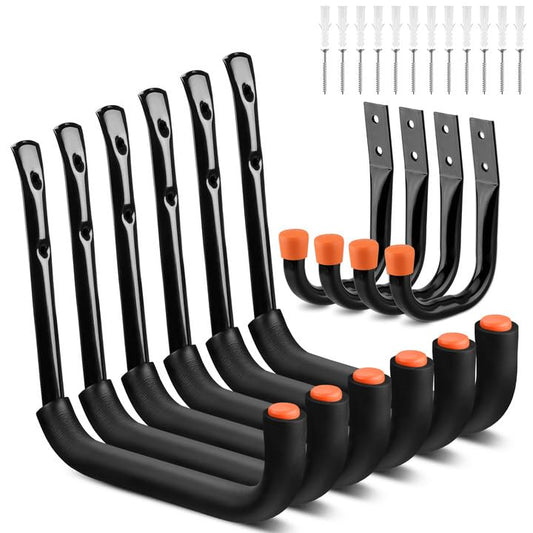 HORUSDY 10-Pack Garage Hooks, Utility Hook, 9" & 6” Garage Heavy Duty Wall Hook for Bikes, Kayak and Hanging Ladders - color: Black, size: 9" & 6”(10PCS)