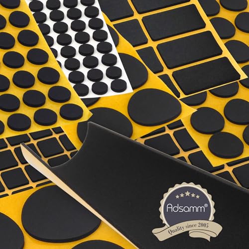 Adsamm® / 60 x self-Adhesive Anti-Slip Pads/Black / 0.79x1.57 in (20x40 mm) / Rectangular/Stick-on Non-Slip EPDM Rubber Pads/Furniture Protective Pads