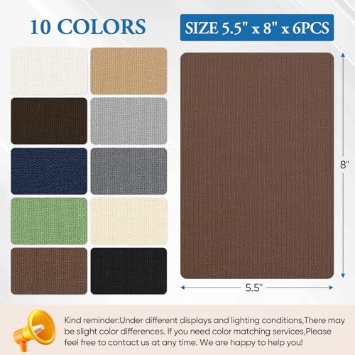Canvas Patch 5.5 x 8 Inches 6Pcs Self-Adhesive Waterproof Canvas Patch Kit for Repairing Tents,Sofas,Boat Covers,Camping Chair,Awnings,Car Seats.(Brown) - color: Brown, size: 5.5"×8"