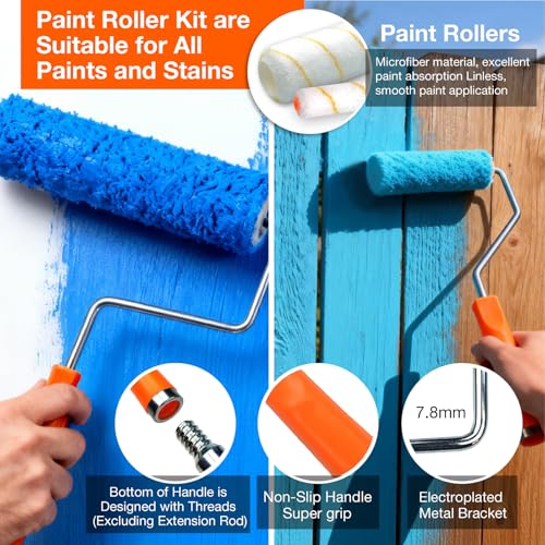 Paint Tray Set, 12 Pack Paint Tray with Liner, Paint Brush for Wall, Paint Roller Covers Liners with Wire Roller Frame for Home Improve Painting Walls, Ceilings, Trim, Siding - color: 12 Pack, 9" Paint Trays